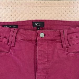 NYDJ Relaxed Straight Lift X Tuck Technology Size 10 Deep Magenta Color
